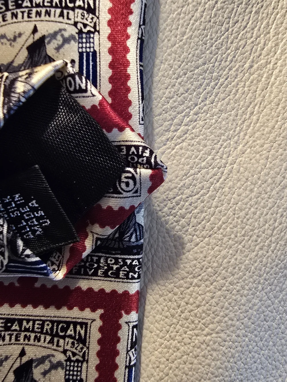 Museum Artifacts Men's 1825 Norse American Centennial Postage Stamp Silk Necktie